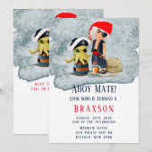 Ahoy Mate Pirates Boy Birthday Party Invitation Kaart (Voorkant / Achterkant)