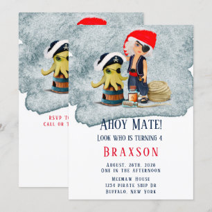Ahoy Mate Pirates Boy Birthday Party Invitation Kaart