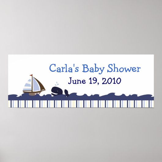 Ahoy Mate Whale Personalized Baby shower Banner Poster (Voorkant)