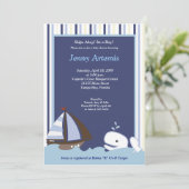 Ahoy Mate Whale Sailboot Boy Nautical Baby shower Kaart (Staand voorkant)
