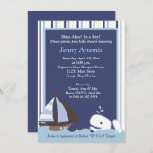 Ahoy Mate White Whale 4x6 Baby shower Uitnodigen Kaart (Voorkant / Achterkant)