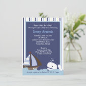 Ahoy Mate White Whale 4x6 Baby shower Uitnodigen Kaart (Staand voorkant)