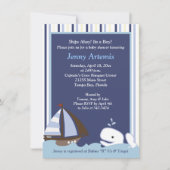 Ahoy Mate White Whale 4x6 Baby shower Uitnodigen Kaart (Voorkant)