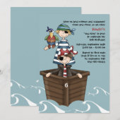 Ahoy Mates Pirate Birthday Party Invitation Kaart (Voorkant / Achterkant)