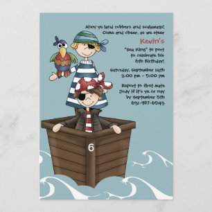 Ahoy Mates Pirate Birthday Party Invitation Kaart