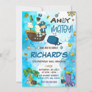Ahoy Matey Birthday Uitnodiging