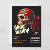 Ahoy Matey! Dark Skull Pirate Verjaardag Kaart (Voorkant)