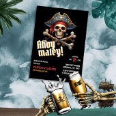 Ahoy Matey! Dark Skull Pirate verjaardagsuitnodigi Kaart