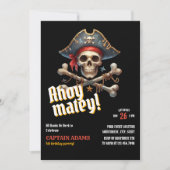 Ahoy Matey! Dark Skull Pirate verjaardagsuitnodigi Kaart (Voorkant)