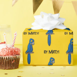Ahoy Matey Piraat Papegaai Cartoon, Grappige Ara V Cadeaupapier