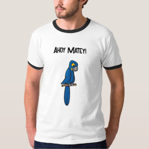 Ahoy Matey Piraat Papegaai Cartoon, Grappige Ara V T-shirt