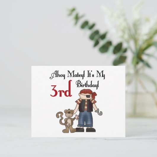 Ahoy Matey Pirate 3e Verjaardag Tshirts en geschen Briefkaart (Staand voorkant)