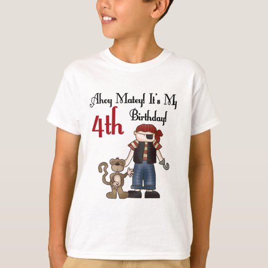 Ahoy Matey Pirate, 4e verjaardag, T-shirts en Gift (Voorkant)