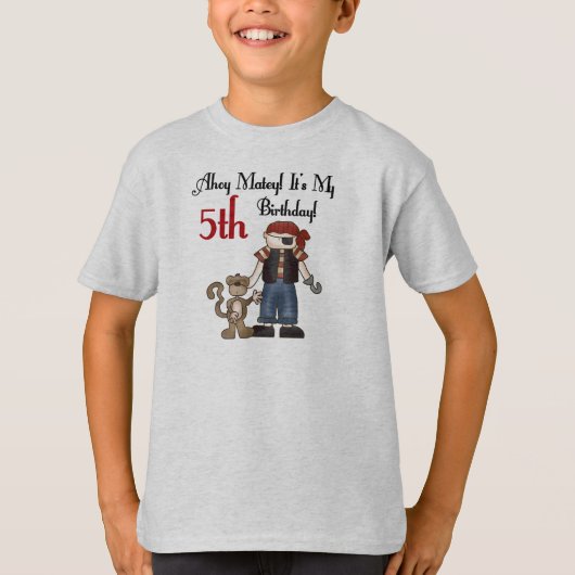 Ahoy Matey Pirate 5th Birthday T-shirt (Voorkant)
