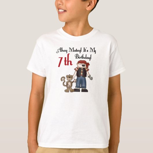 Ahoy Matey Pirate 7th Birthday T-shirt (Voorkant)