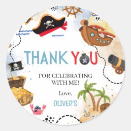 Ahoy Matey Pirate Birthday Thank You Ronde Sticker