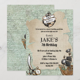 Ahoy Matey Pirate Birthday Wereldkaart Kaart