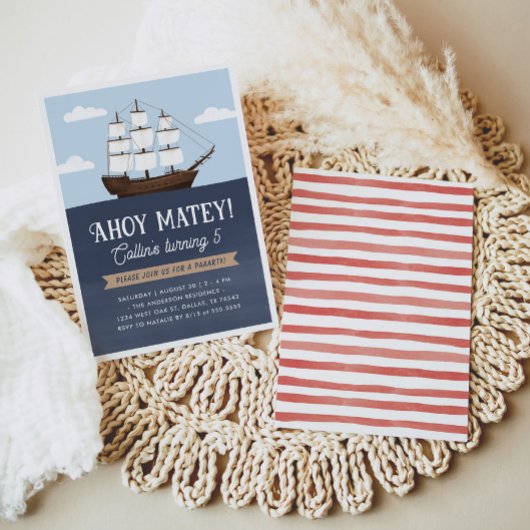 Ahoy Matey Pirate Boy Verjaardag Kaart