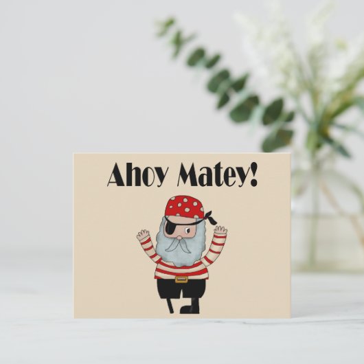 Ahoy Matey Pirate Briefkaart (Staand voorkant)