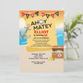 Ahoy Matey Pirate Invitation Kaart (Staand voorkant)