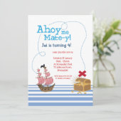 Ahoy Matey Pirate Invitation Kaart (Staand voorkant)