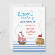 Ahoy Matey Pirate Invitation