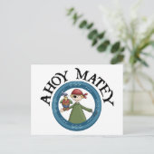Ahoy Matey Pirate met Parrot Briefkaart (Staand voorkant)