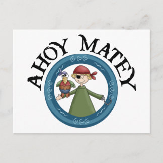 Ahoy Matey Pirate met Parrot Briefkaart