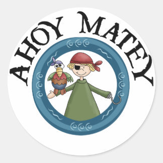 Ahoy Matey Pirate met Parrot Stickers