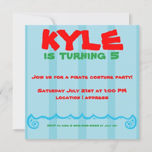 Ahoy Matey Pirate Parrot Birthday Party Invitation Kaart (Achterkant)