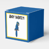Ahoy Matey Pirate Parrot Cartoon, Funny Macaw Bird Bedankdoosjes (Voorkant Zijde)
