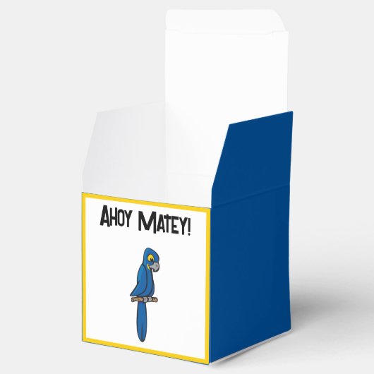 Ahoy Matey Pirate Parrot Cartoon, Funny Macaw Bird Bedankdoosjes (Geopend)