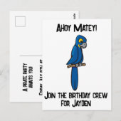 Ahoy Matey Pirate Parrot Cartoon, Funny Macaw Bird Briefkaart (Voorkant / Achterkant)