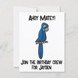 Ahoy Matey Pirate Parrot Cartoon, Funny Macaw Bird Briefkaart