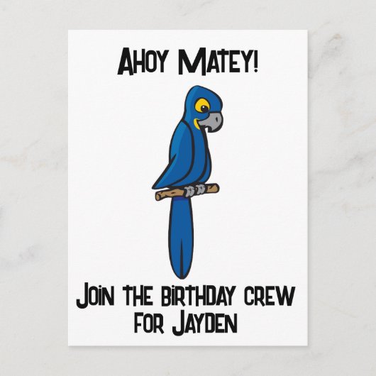 Ahoy Matey Pirate Parrot Cartoon, Funny Macaw Bird Briefkaart (Voorkant)