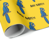 Ahoy Matey Pirate Parrot Cartoon, Funny Macaw Bird Cadeaupapier (Rol Hoek)