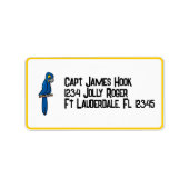 Ahoy Matey Pirate Parrot Cartoon, Funny Macaw Bird Etiket (Voorkant)