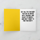 Ahoy Matey Pirate Parrot Cartoon, Funny Macaw Bird Kaart (Binnen)