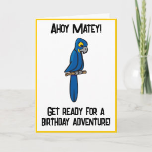 Ahoy Matey Pirate Parrot Cartoon, Funny Macaw Bird Kaart