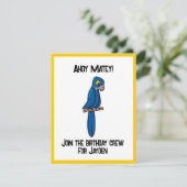 Ahoy Matey Pirate Parrot Cartoon, Funny Macaw Bird Kaart (Staand voorkant)