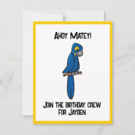 Ahoy Matey Pirate Parrot Cartoon, Funny Macaw Bird Kaart