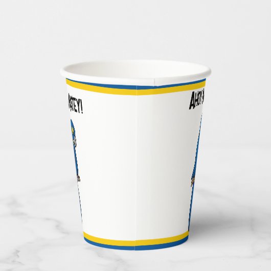 Ahoy Matey Pirate Parrot Cartoon, Funny Macaw Bird Papieren Bekers (Rechts)