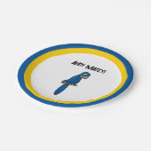 Ahoy Matey Pirate Parrot Cartoon, Funny Macaw Bird Papieren Bordje (Gekanteld)