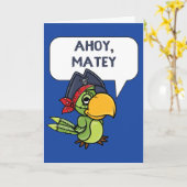 Ahoy Matey Pirate Parrot Cartoon Wenskaart Kaart (Gele Bloem)
