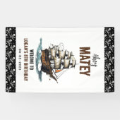 Ahoy Matey Pirate Party-schip 8e verjaardag Spandoek (Horizontaal)