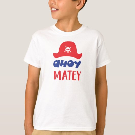 Ahoy Matey, Pirate Pet, Skull en Botten, Pirates T-shirt (Voorkant)