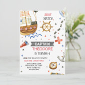 Ahoy Matey Pirate Ship Boy Verjaardag Kaart (Staand voorkant)