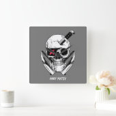 Ahoy Matey Pirate Skull Wall klok (Huis)