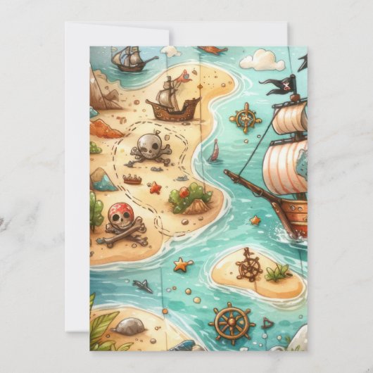 Ahoy Matey Pirate Thema Verjaardagsfeestuitnodigin Kaart (Achterkant)