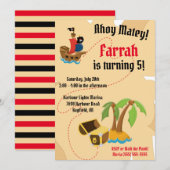 Ahoy Matey. Pirate Theme Kinderen Verjaardagsfeest Kaart (Voorkant / Achterkant)